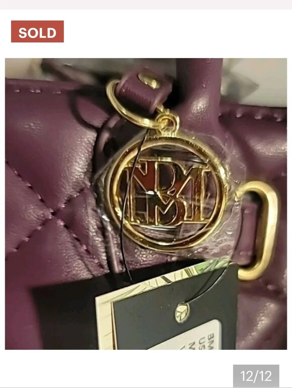 BADGELY MISCHKA Mini Diamond Quilted Vegan Leather Tote In Rich Plum